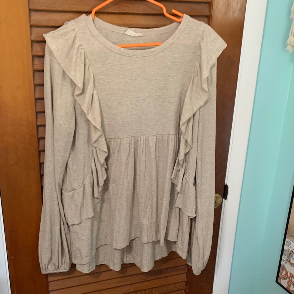 Altar'd State Cream Ruffle Blouse